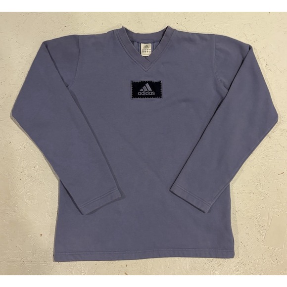 adidas Tops - Vintage 90s Adidas Logo Sweater Youth XL Womens S Purple V‎ Neck Sweatshirt
